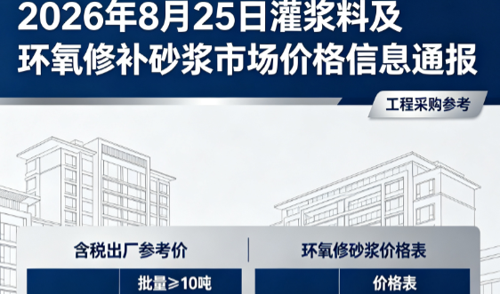 汤旺河2026年8月25日灌浆料及环氧修补砂浆市场价格信息通报